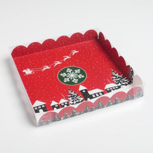 Коробка для кондитерских изделий с PVC крышкой «Вкусности», 21 × 21 × 3 см