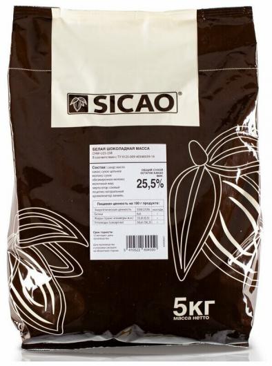 Sicao Шоколад белый в галлетах 25,5%  5 кг