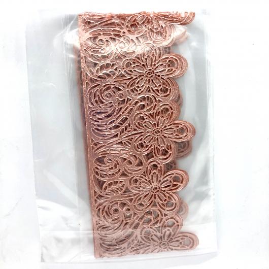 Кружево сахарное перламутровое розовое 3 шт 38,5х9 см