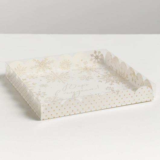 Коробка для кондитерских изделий с PVC крышкой «Нежность», 21 × 21 × 3 см