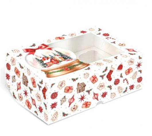 Коробка на 6 капкейков «Новогодний подарок», 25×17×10 см