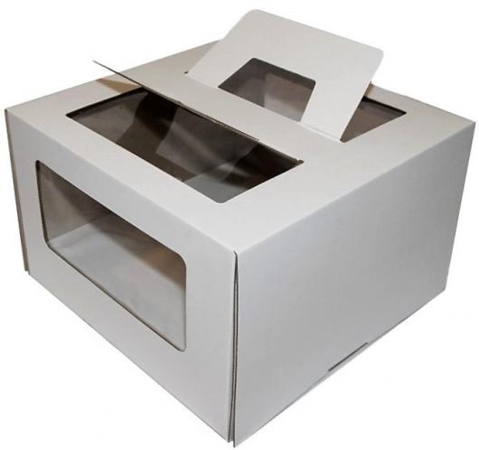 Коробка для торта 22 см*22 см*14 см с ручкой