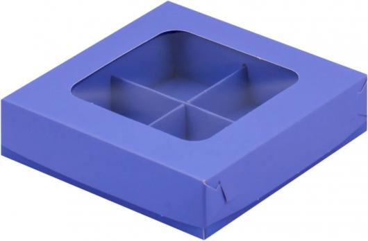 Коробка для конфет лавандовая с окном 12*12*3см (4)